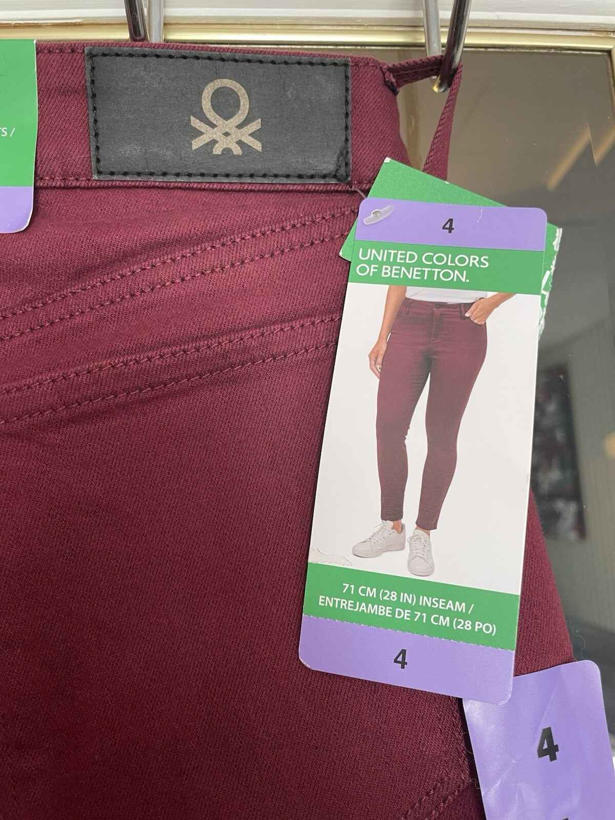 Benetton Skinny Pants Olive Green 5-Pocket Stretchy Slim Women’s Jeans