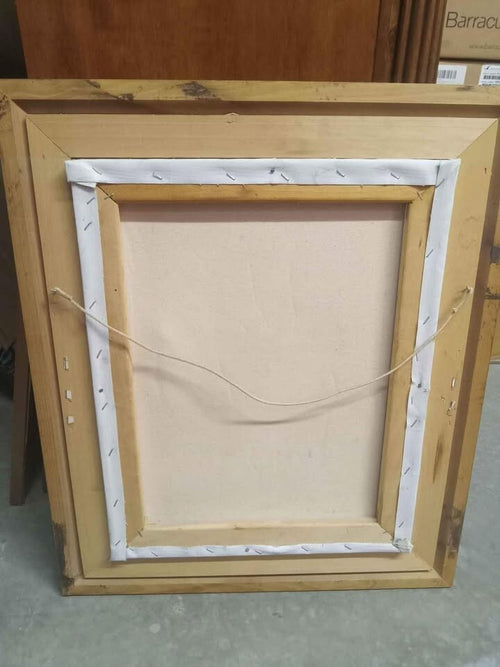 Antique Floral Oil Painting on Canvas – 22" x 26.5" Wall Art