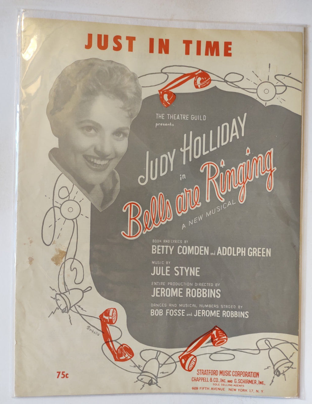 Just in Time Judy Holliday Bells Are Ringing 1956 Broadway Sheet Music