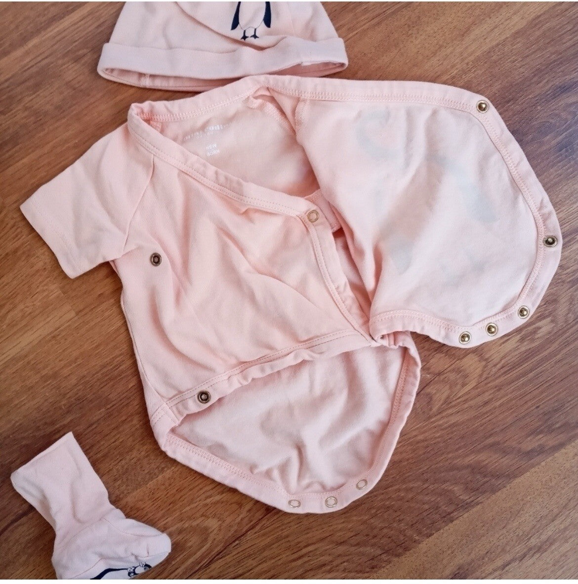 Mini Rodini Baby Girl Sleepwear Set Pink Penguin Print Organic Cotton 0–3 Months