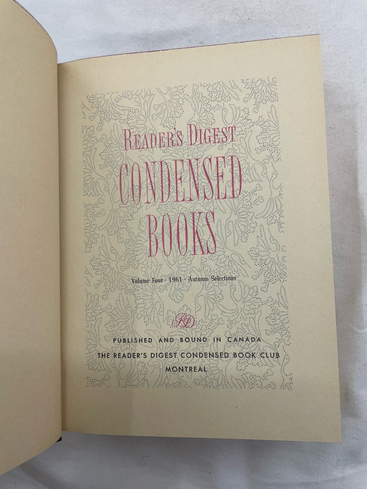 Readers Digest Condensed Books Vol 4 (1961) 1st Ed Slipcover - Rare Collectible