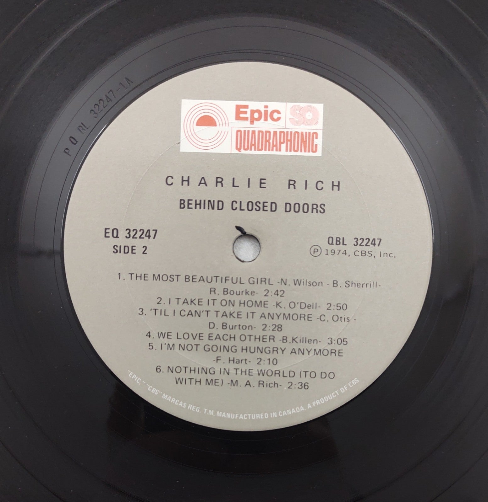Charlie Rich – Behind Closed Doors LP Quadraphonic Epic EQ-32247