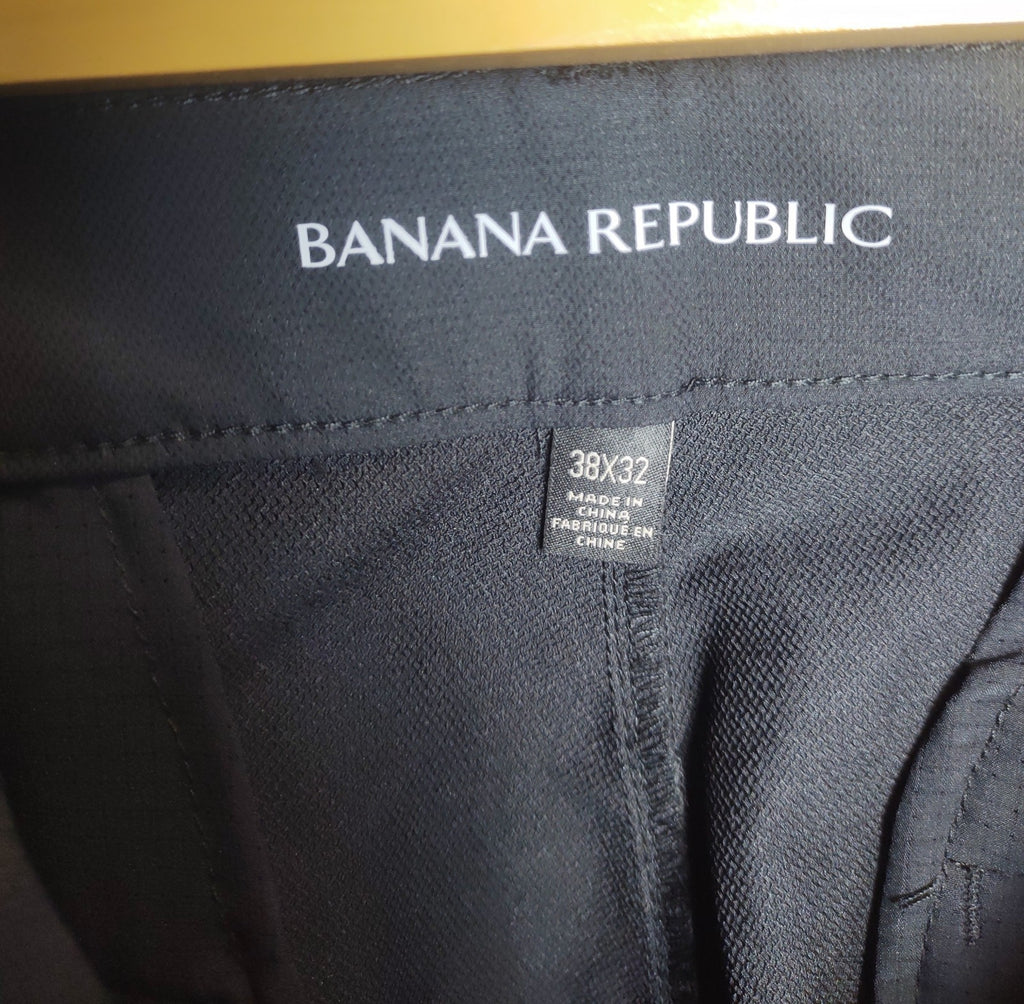 Banana Republic Men’s Black Dress Pants 38x32 Flat Front Modern Fit NWT