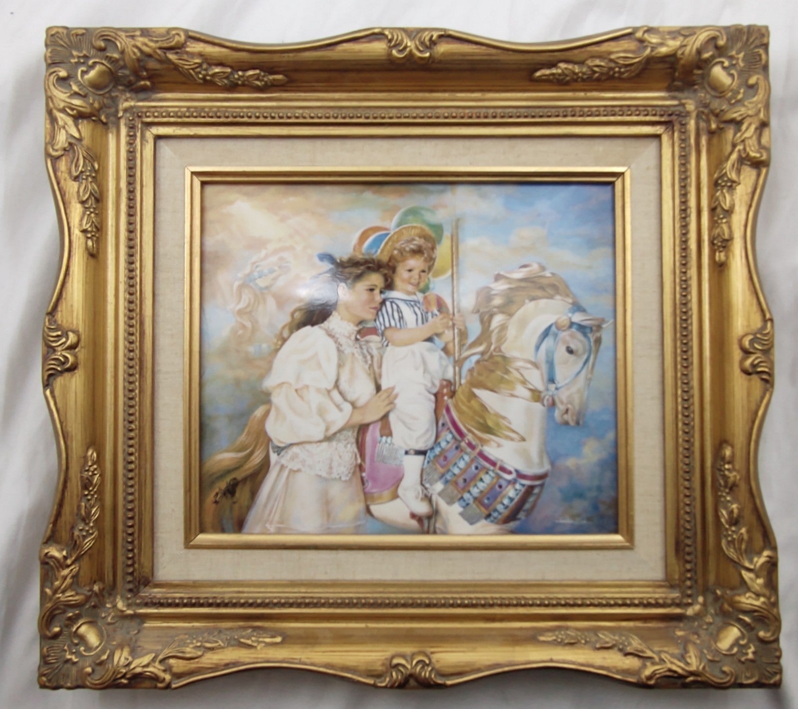 Franklin Mint Sandra Kuck “Memories” Framed Porcelain Art 16x14 Vintage