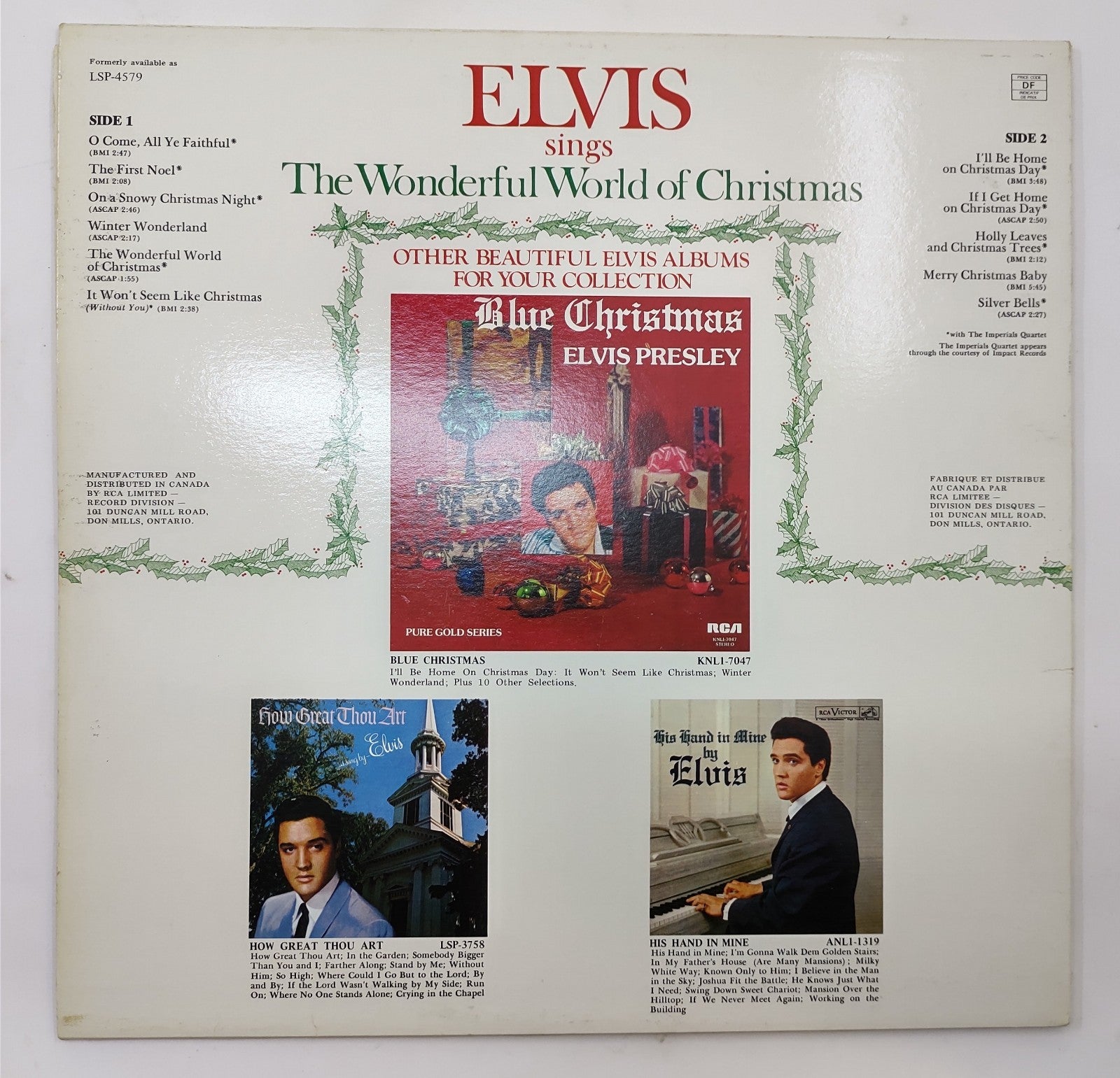 Elvis Presley "The wonderful world of Christmas" 1976 vinyl record VG+ Canada