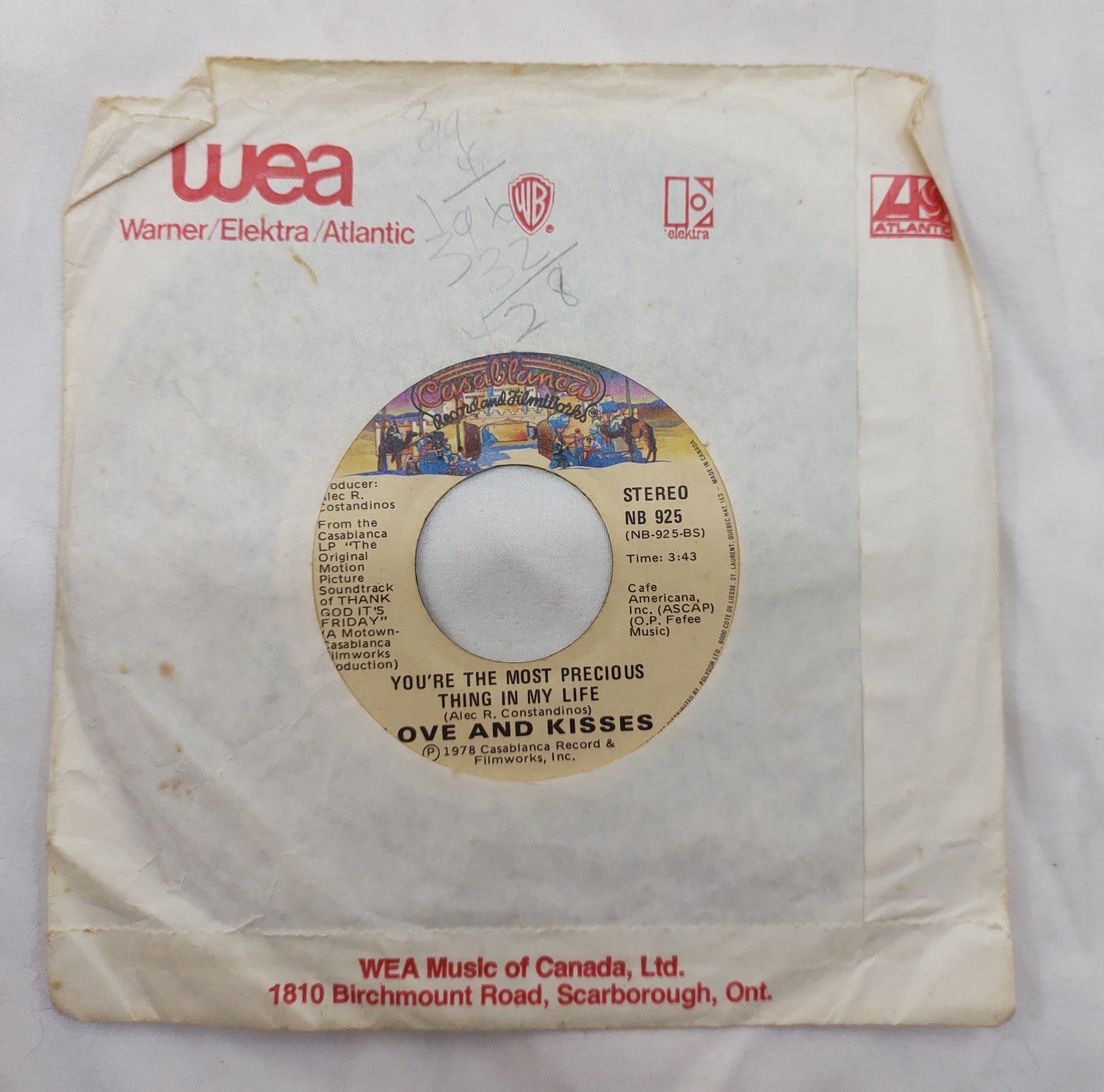Love and Kisses – You’re the Most Precious Thing 7” Casablanca NB 925