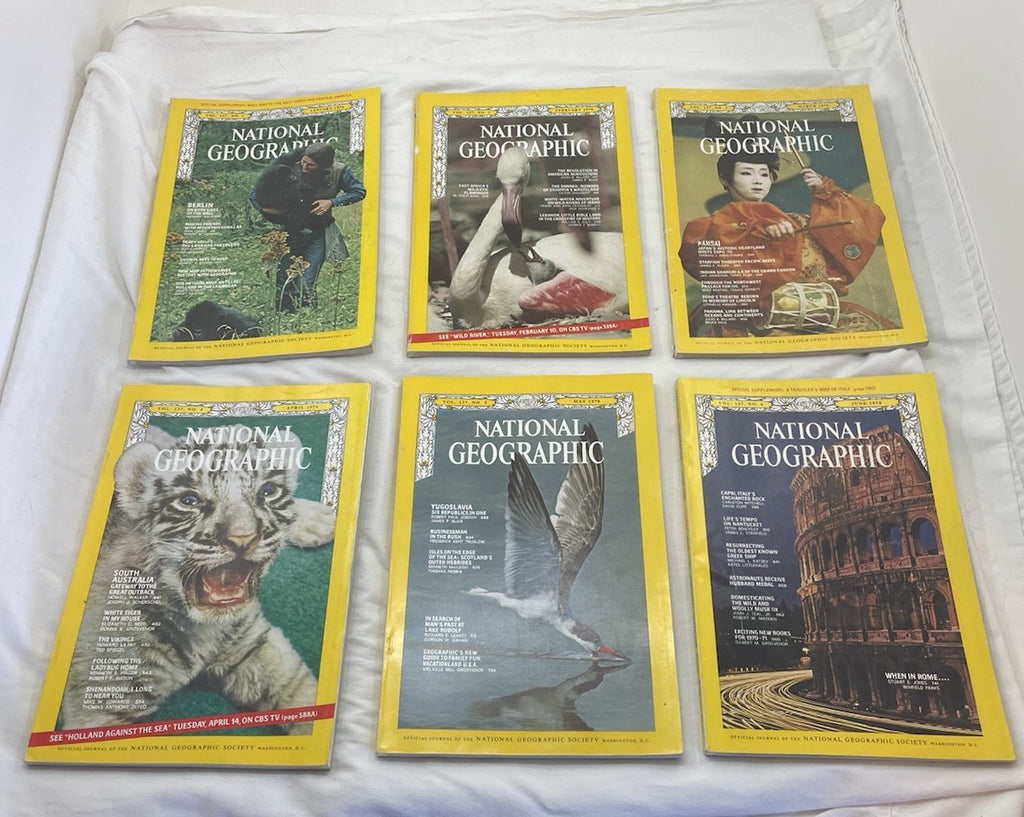 Nat Geo Mags Jan–Jun 1970 + Slipcvr Vtg Decor Lot History Nature RARE