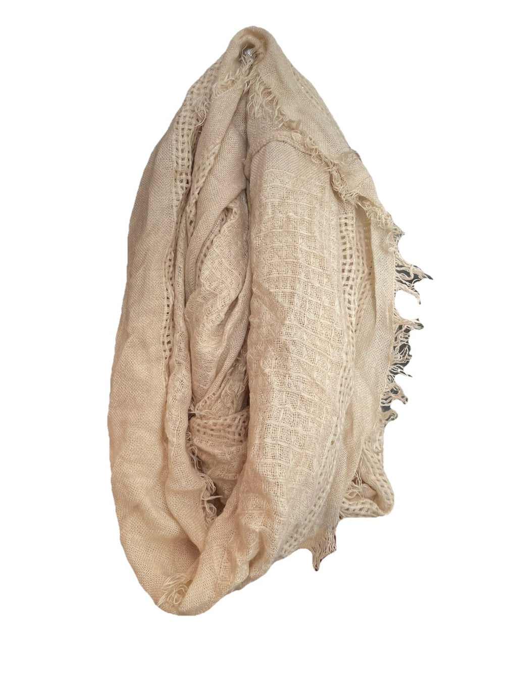 Cream Knit Infinity Scarf Soft Chunky Winter Circle Wrap Cozy Neutral