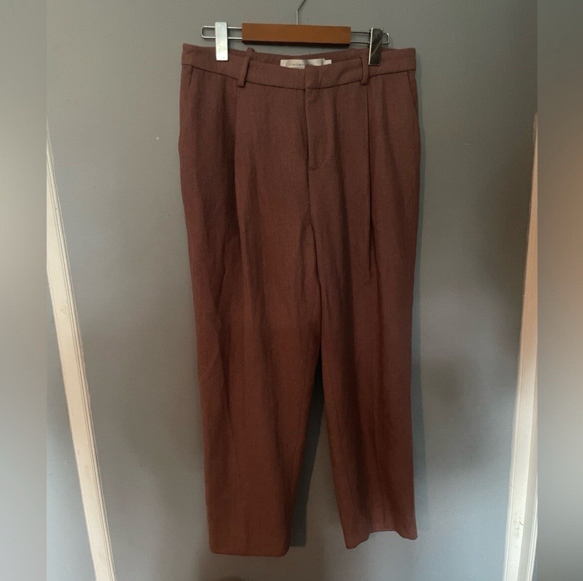 Women’s Blush Pink Contemporaine Wool Blend Pants – Slim Fit Trousers