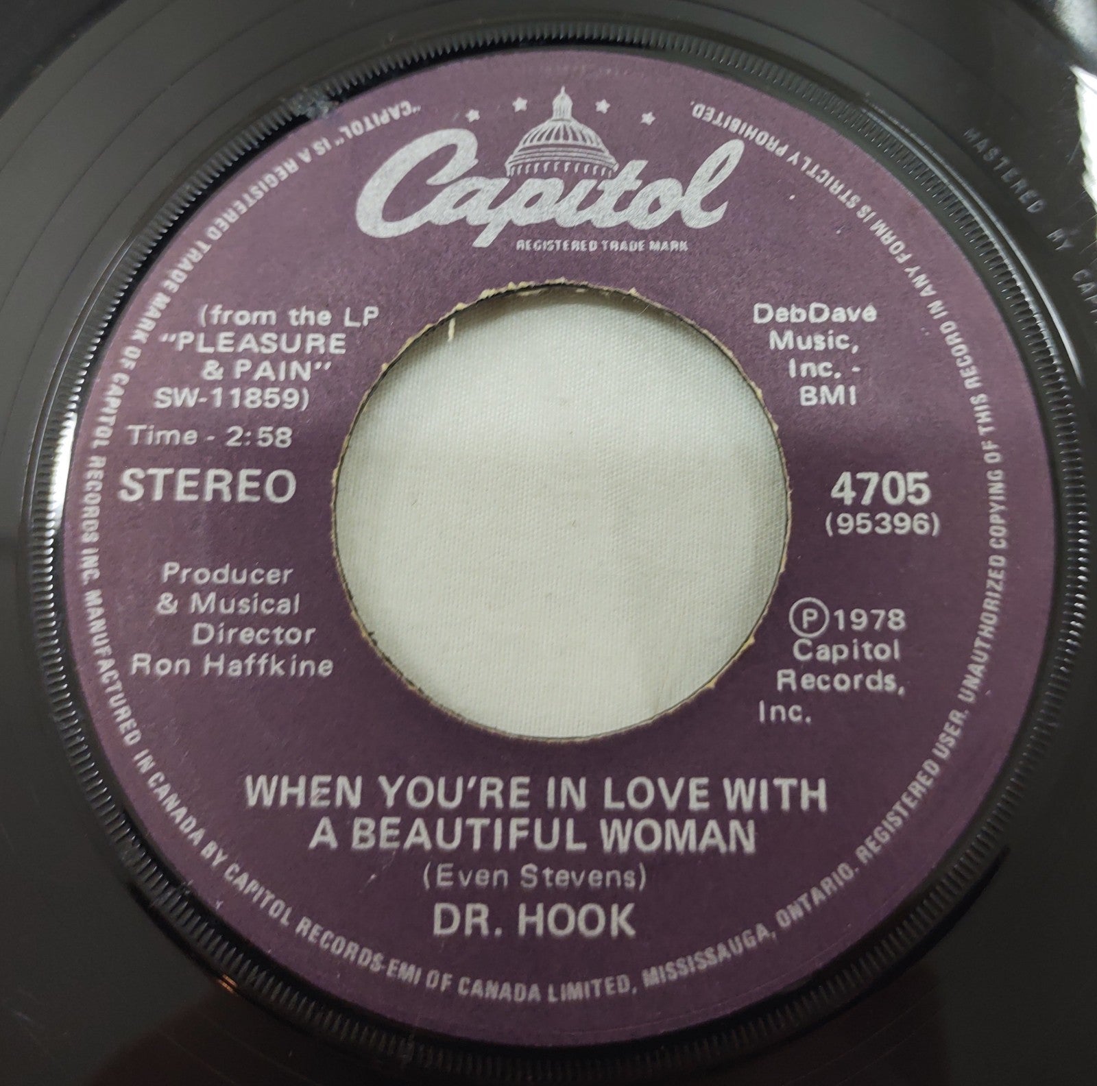 Dr. Hook When You're In Love With A Beautiful Woman Vinyl 4705 (95396) SW-11859