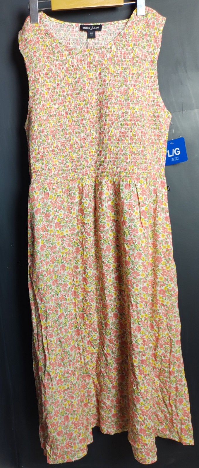 Nautica Women’s Floral Maxi Dress Large 100% Viscose Boho Summer Vacation
