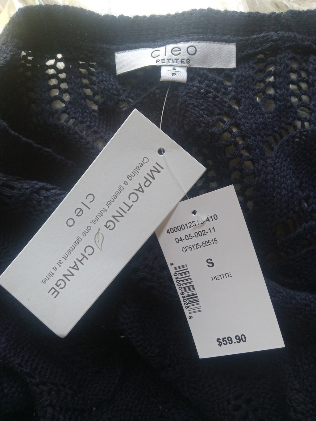 Cleo Cotton Black Crochet Cardigan Cover Up Long Sleeve Size Small