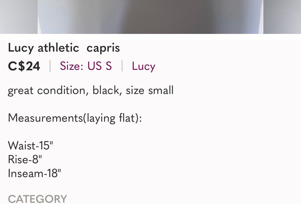 Lucy Athletic Capris Black Compression Cropped Pants Women’s Gym Medium