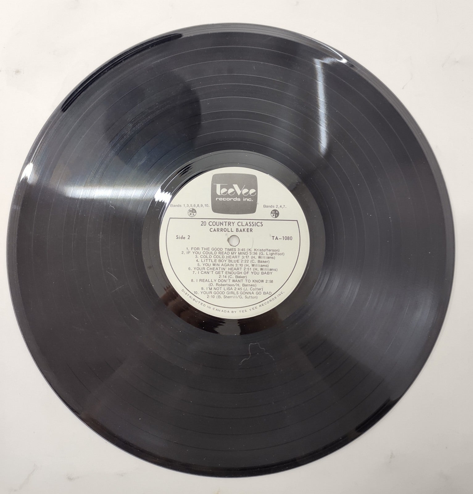 Carroll Baker – 20 Country Classics Vinyl LP Canadian Legend Country