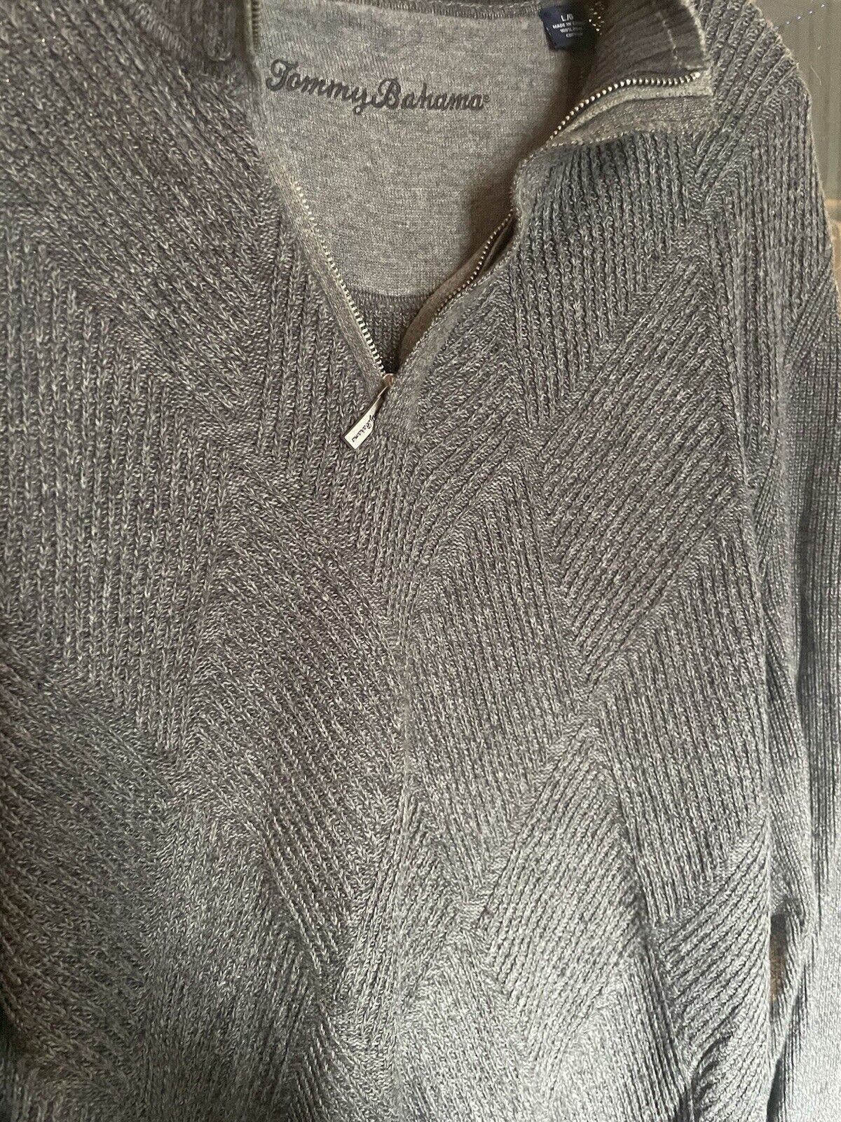 Tommy Bahama Charcoal Gray Textured Sweater Men's Size Large Knit Top