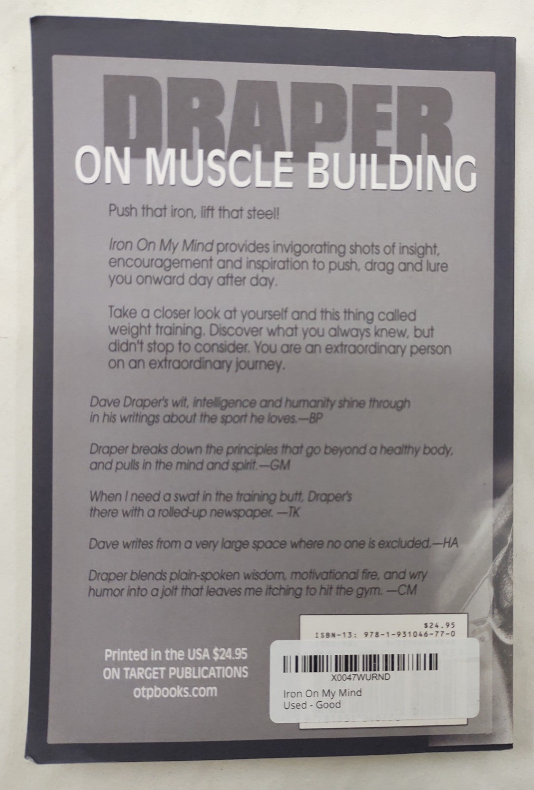 Iron on My Mind – Dave Draper Bodybuilding Memoir PB 2005 ISBN 9781931046770