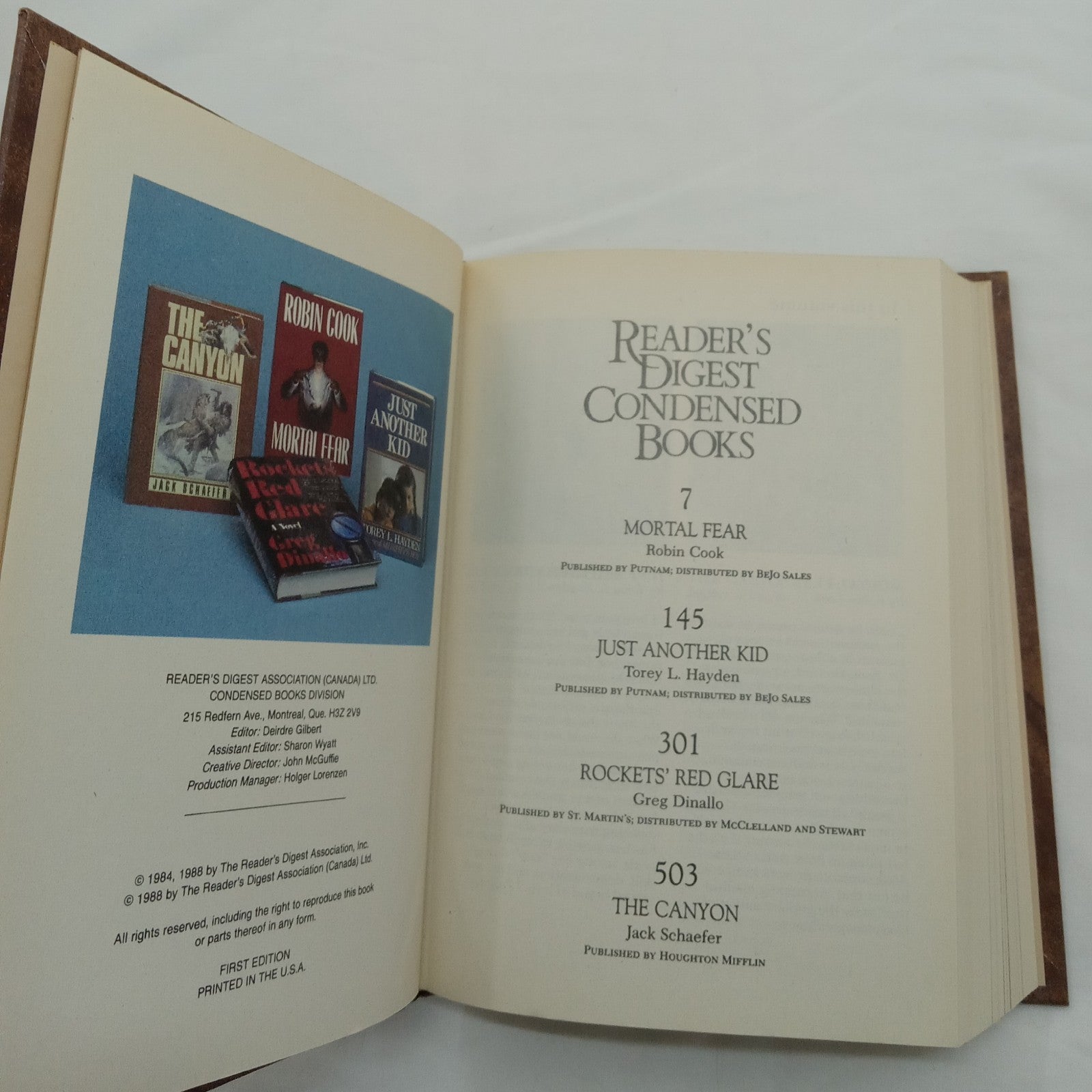 1988 Reader's Digest Condensed 1st Ed HC Leather Gilt Vtg NM Fiction