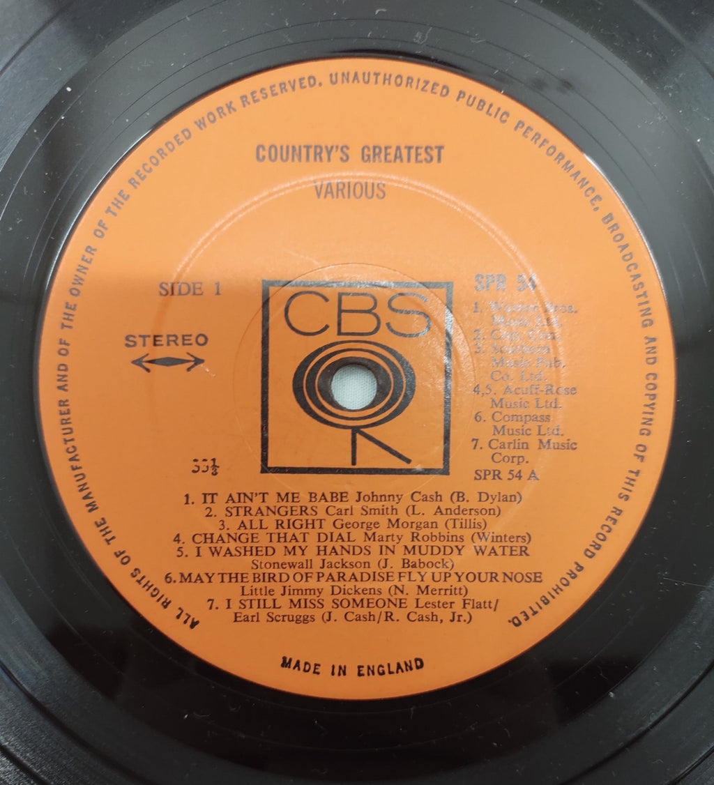 Country’s Greatest LP Various Artists CBS SPR-54 Vintage
