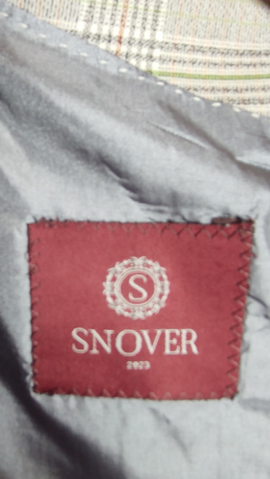 Snover Light Grey Check Blazer Men's Size 40 Modern Tailored Jacket