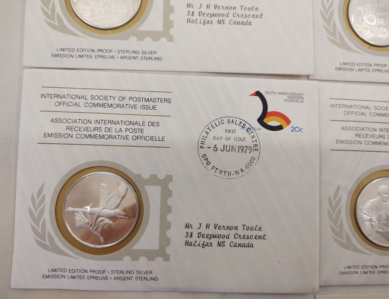 1979 Postmasters Sterling Silver Medallion First Day Covers Set of 4