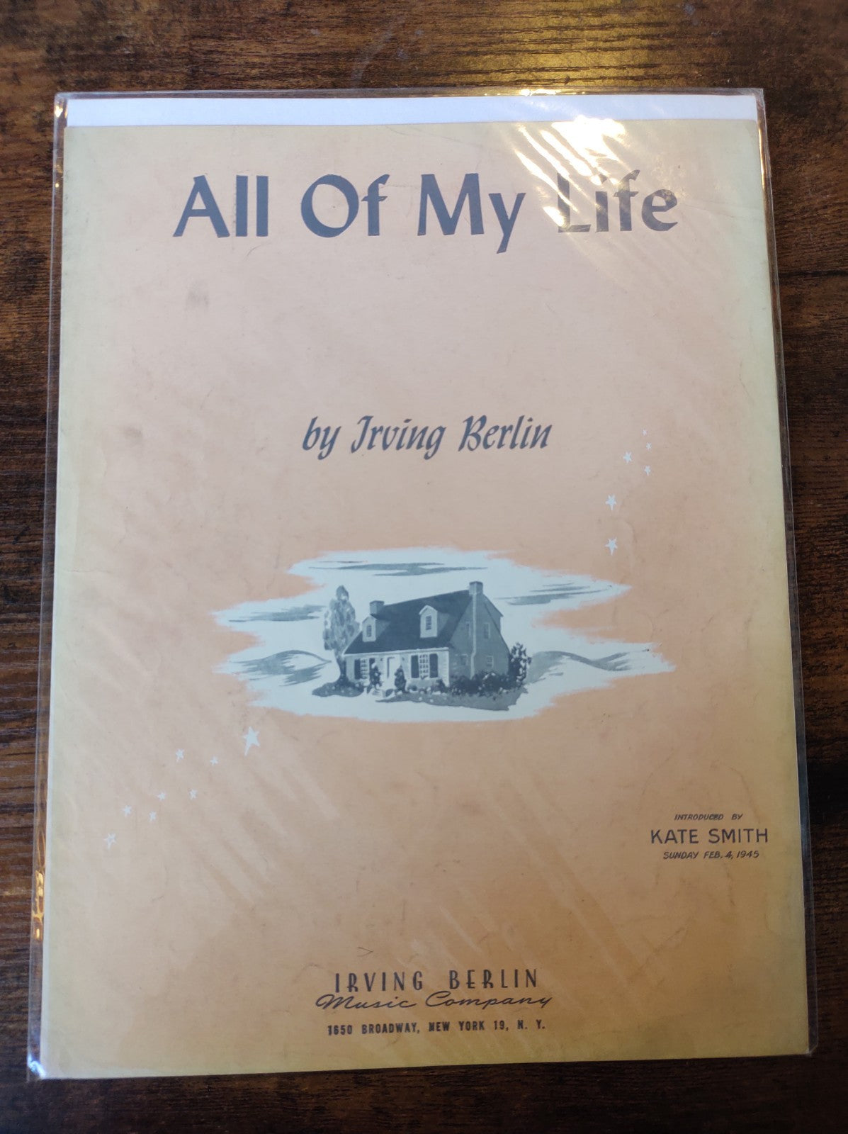 All of My Life Irving Berlin Kate Smith 1945 Broadcast Vintage Sheet Music