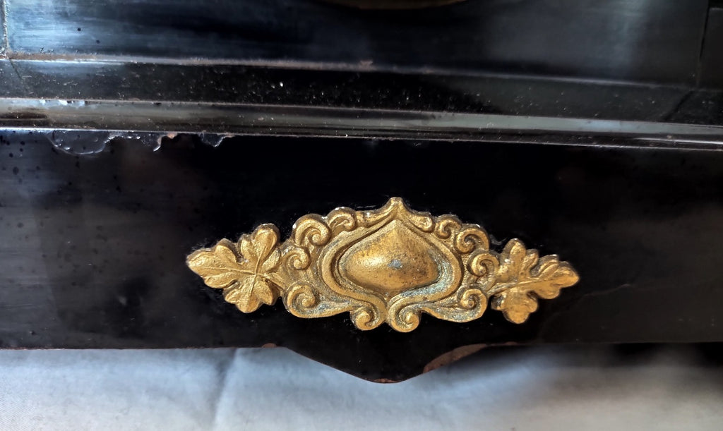 Antique 1886 Ansonia Cast Iron Figural Mantel Clock Empire Running Original