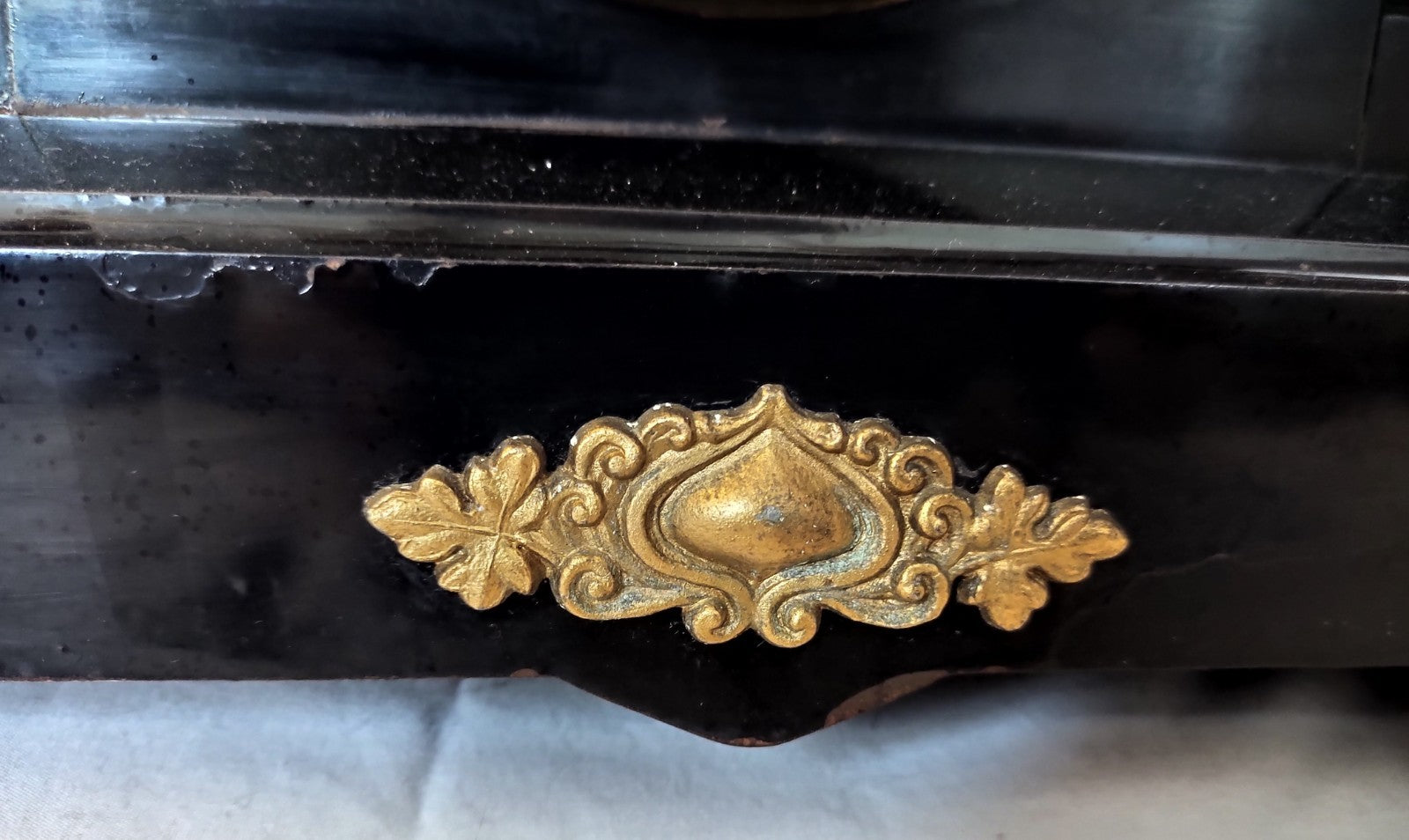 Antique 1886 Ansonia Cast Iron Figural Mantel Clock Empire Running Original