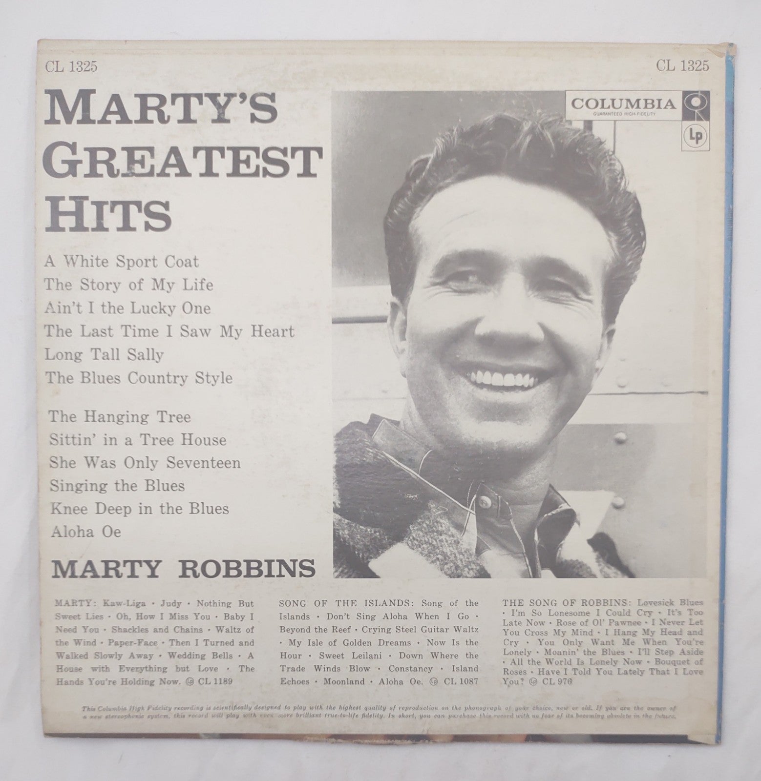 Marty Robbins – Marty’s Greatest Hits Columbia CL-1325 33⅓ RPM LP