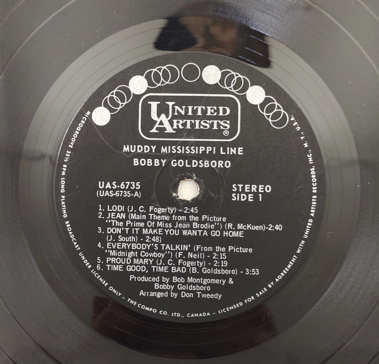 Bobby Goldsboro – Muddy Mississippi Line LP Stereo United Artists UAS-6735