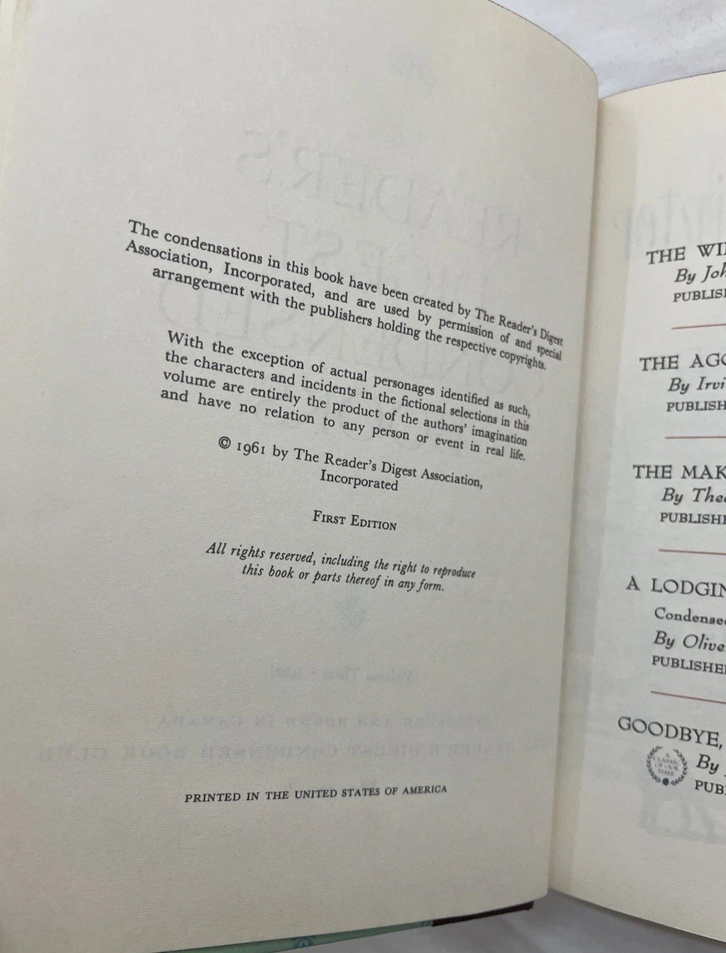 RD Condensed Book HC W/ Slipcover 1st Edition 1961 Illustrated