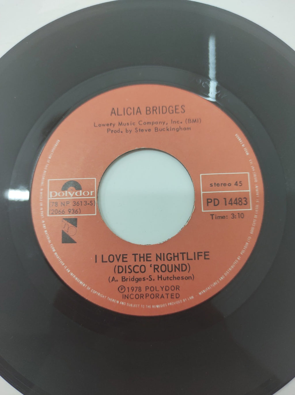 Alicia Bridges I Love the Nightlife / Self Applause 7" 45 Vinyl 1978 PD14483