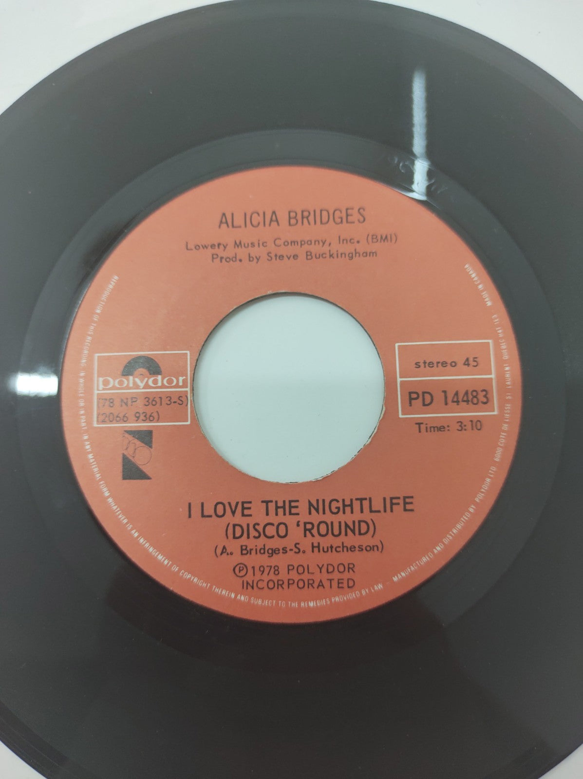 Alicia Bridges I Love the Nightlife / Self Applause 7" 45 Vinyl 1978 PD14483