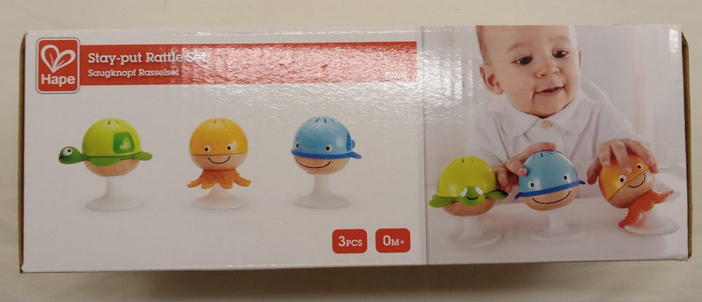 Hape Toys Stay-Put Rattle Set – Baby Sea Animal Rattles with Suction Cups