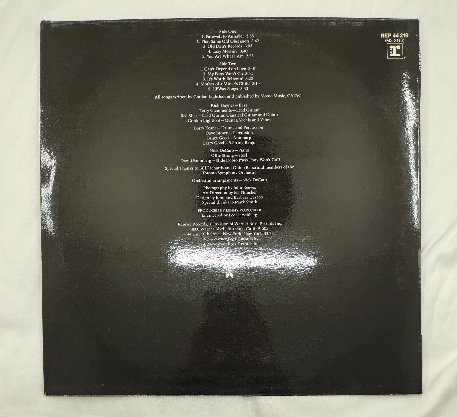 Gordon Lightfoot - Old Dan's Records (1972) Reprise MS 2116 Vinyl LP Album Folk