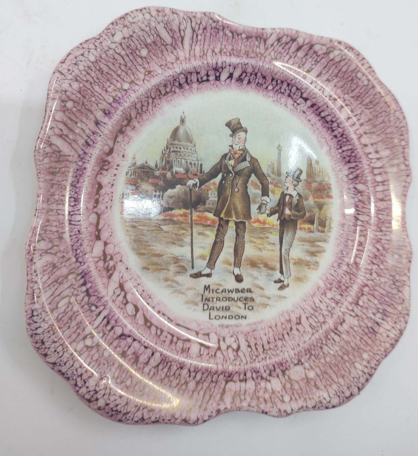 Sandland Ware Micawber Introduces David to London Plate Charles Dickens Vintage