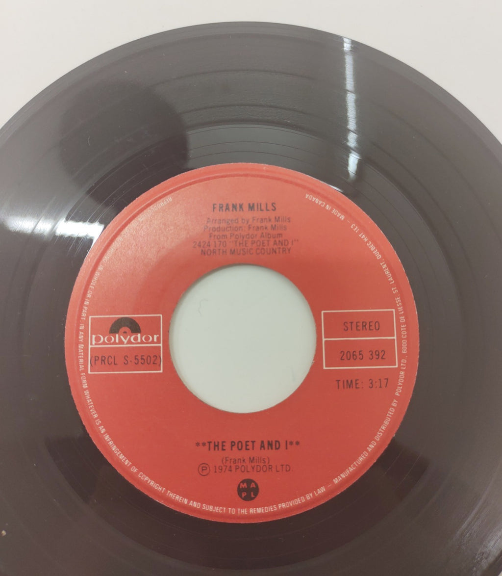 Frank Mills The Poet and I 7" 45 RPM Vinyl Record 1974 Polydor PRCL S-5502