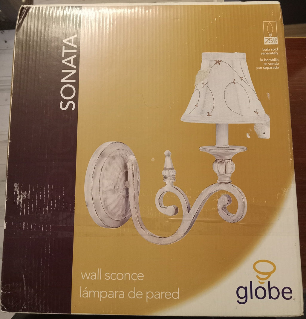 Globe Sonata Wall Sconce – Single Light, Fabric Shade, Sealed, Modern Design