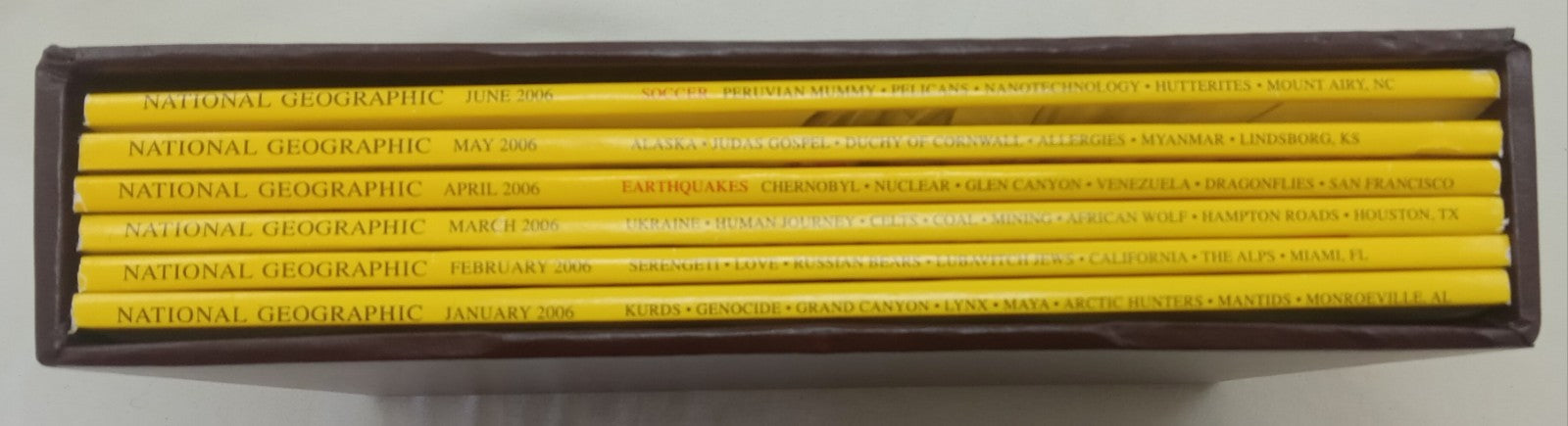 National Geographic Jan–June 2006 | 6 VG+ Issues | Leatherette Slipcase