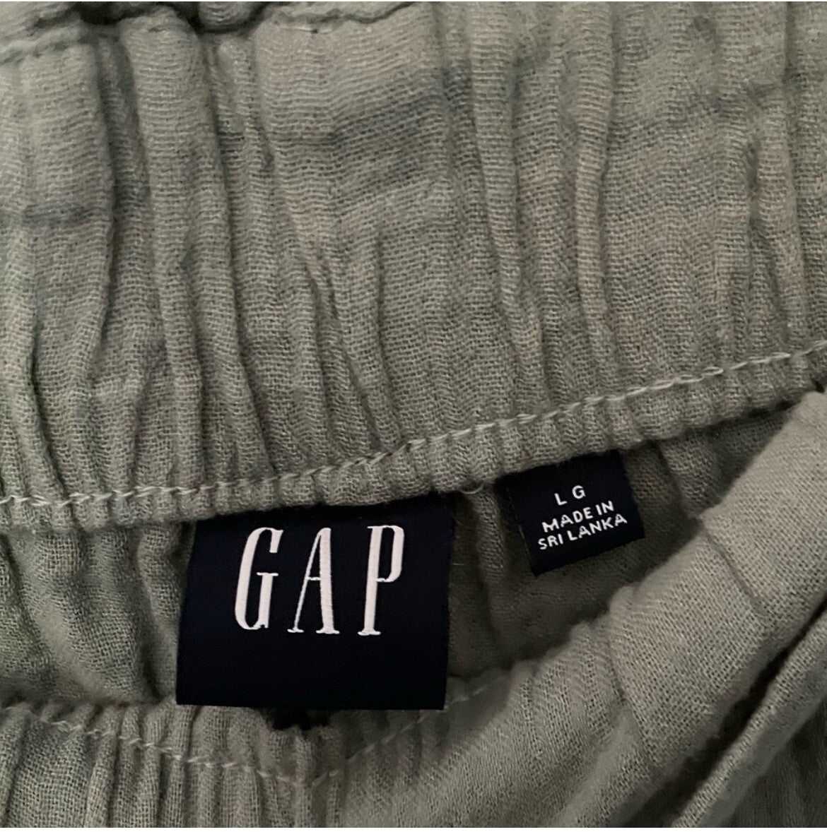 GAP Green Wide Leg Pants Lightweight Linen Blend Large Travel Resort Wear