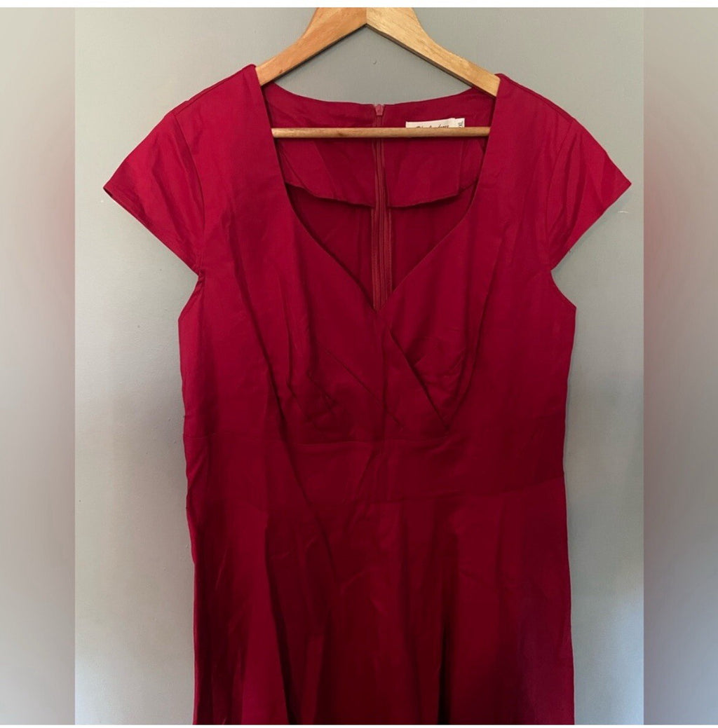 Plus Size Red Cotton Dress Cap Sleeve Casual Comfy Flowy Picnic Lounge 2XL