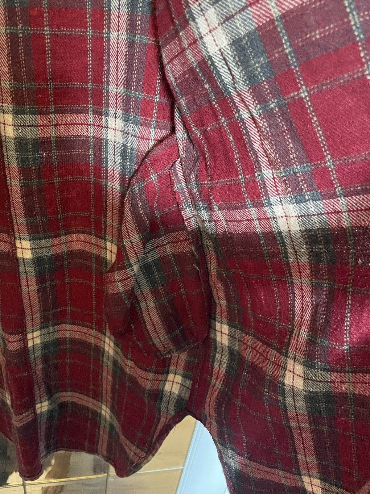 Plaid Shacket Women's Long Red Fleece Button-Up Size Small Fall Jacket
