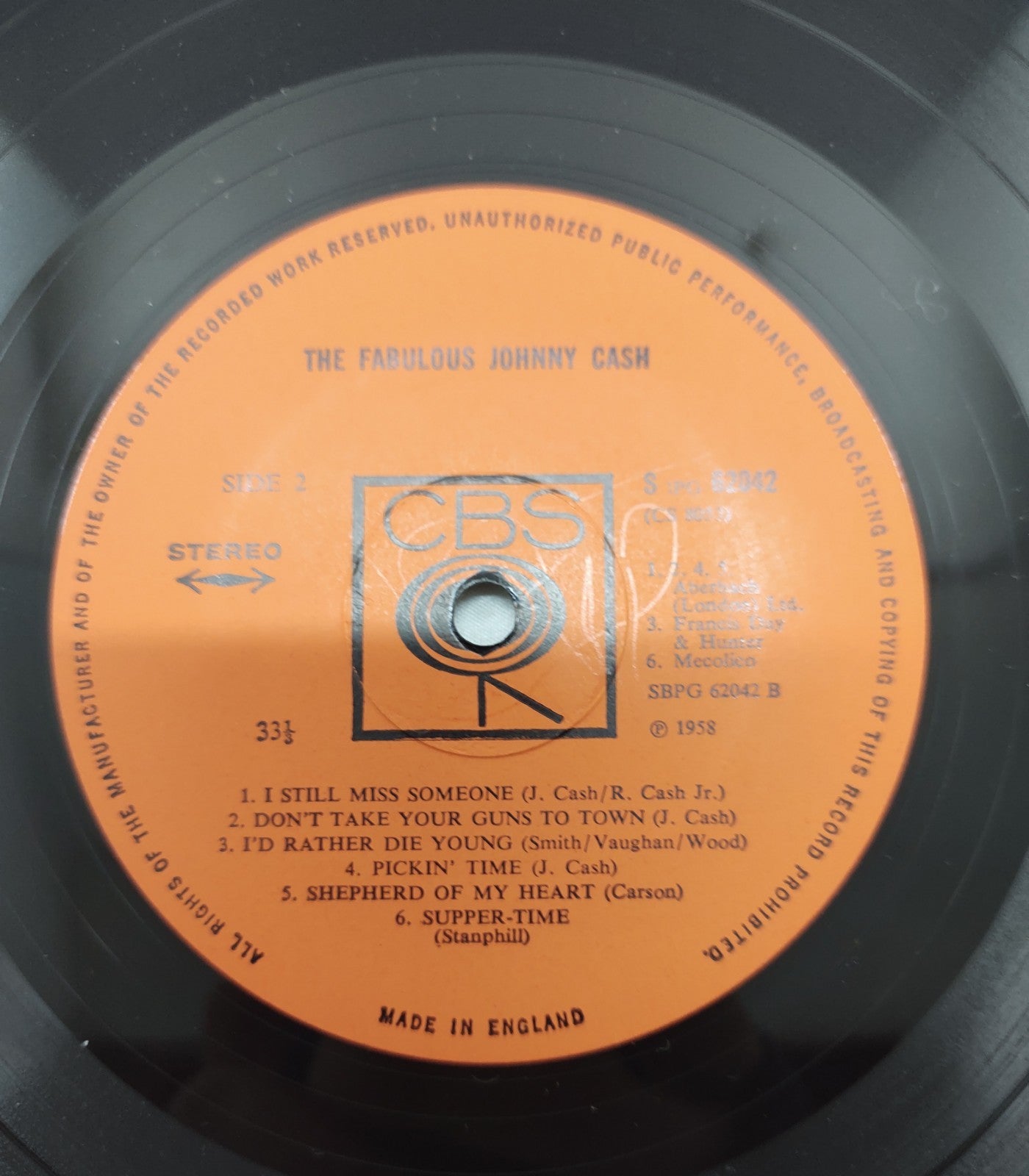 The Fabulous Johnny Cash LP UK Press CBS SBPG-62042 Country Rockabilly Vinyl