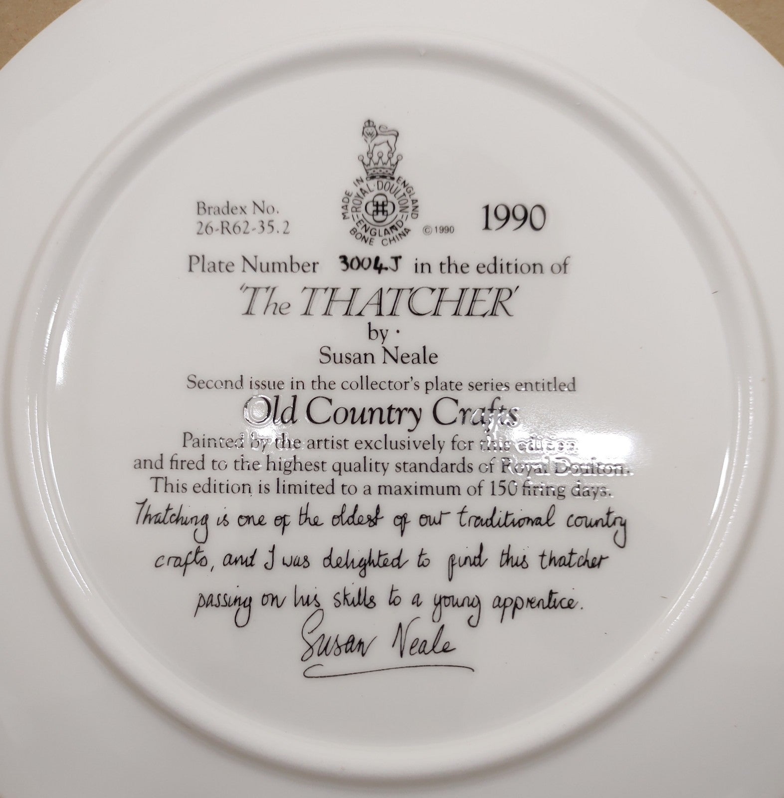 Royal Doulton Old Country Crafts Plate Set of 8 Susan Neale w/ Boxes & COAs