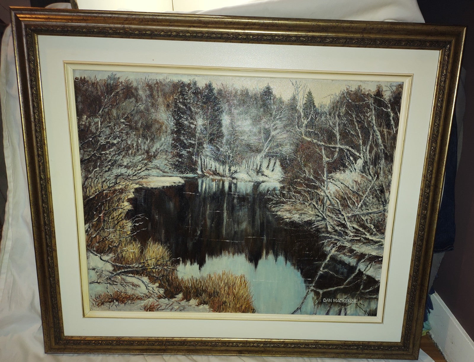 Dan Mackenzie Winter River Oil Painting Snowy Landscape Canadian Art
