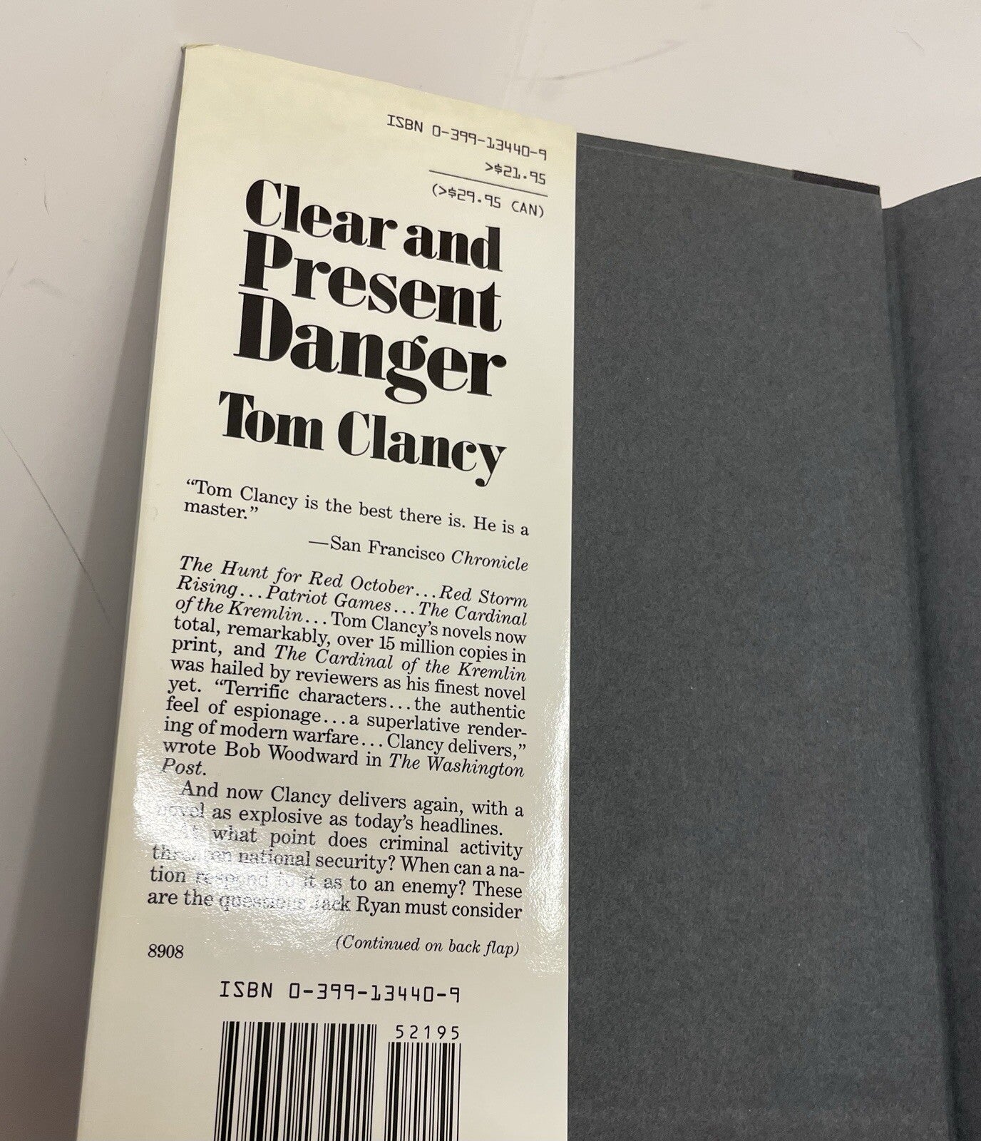 Fear & Present Danger by Tom Clancy – G+ Political Tech Thriller Book