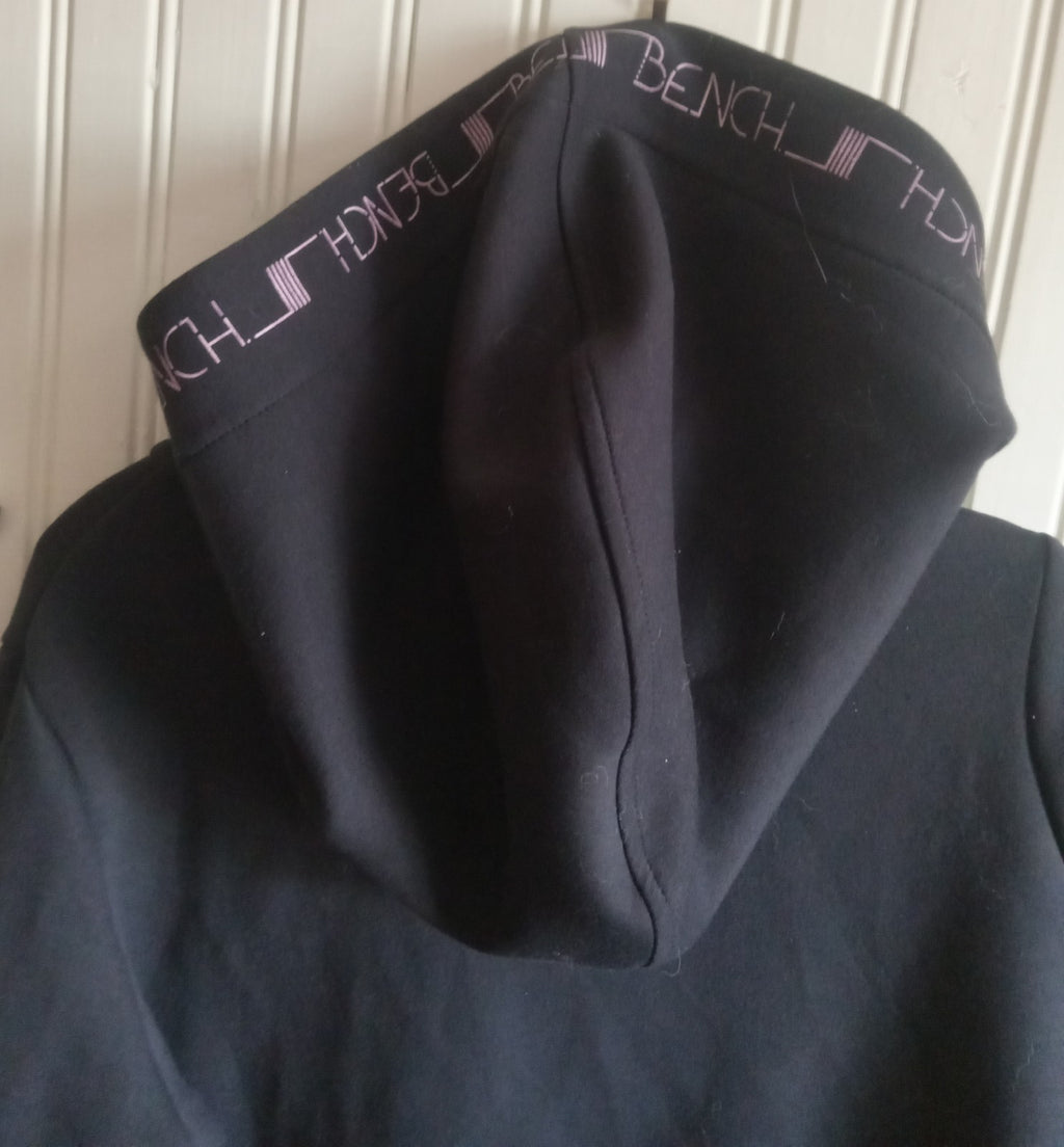 Bench Black Pink Hoodie Button Up Sweater Casual Streetwear Jacket Size M