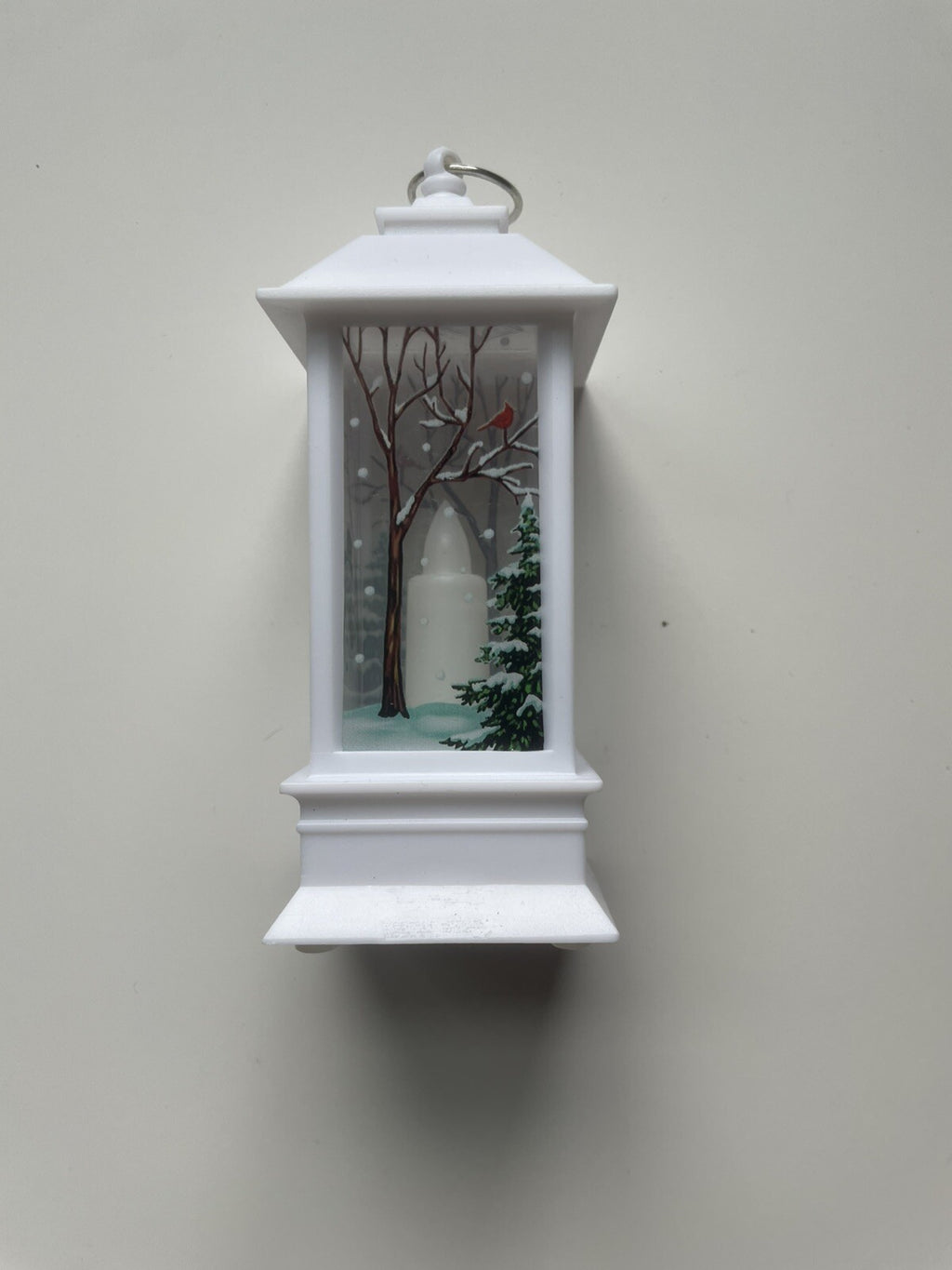 Mini Lantern Snowman Scene – Battery Operated Tabletop Decor with Cardinal