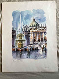 San Pieter Rome Watercolor Print 12″×16″ Unframed Italian Cityscape Wall Art