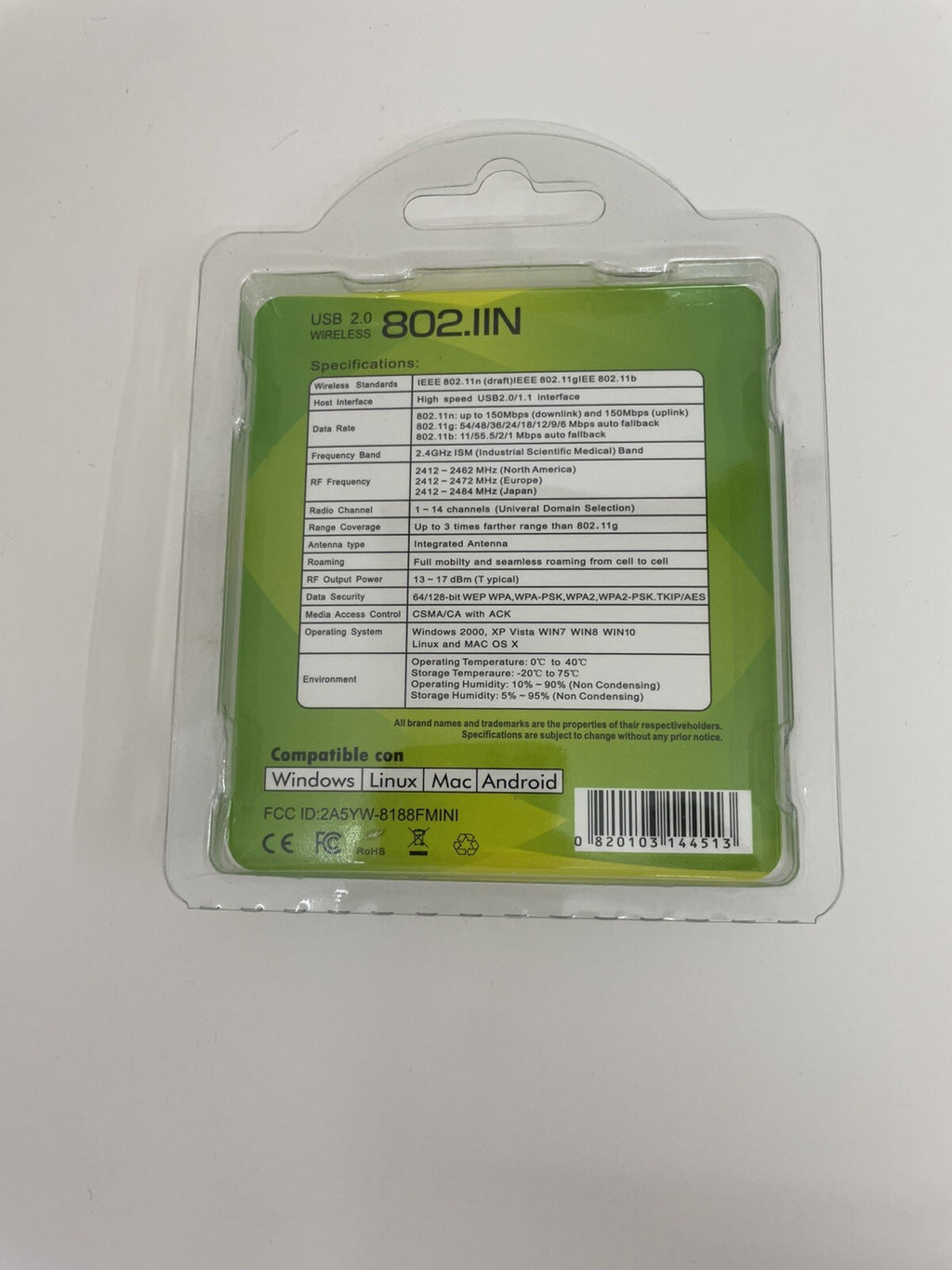 USB 2.0 Wireless Adapter – Plug & Play WiFi Dongle for PC & Laptop Computers