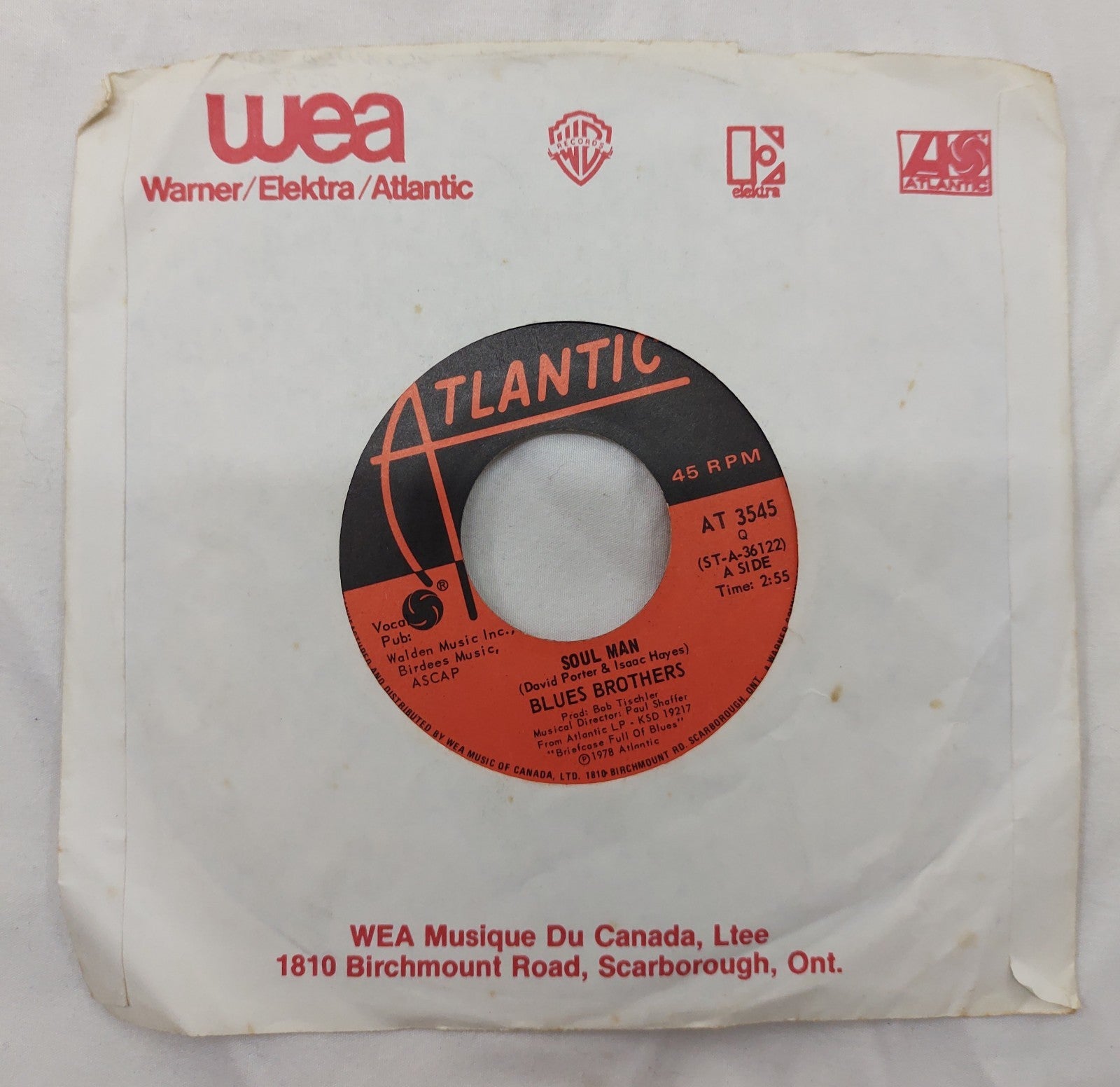 Blues Brothers – Soul Man 7” Atlantic AT-3545 Canada 1978